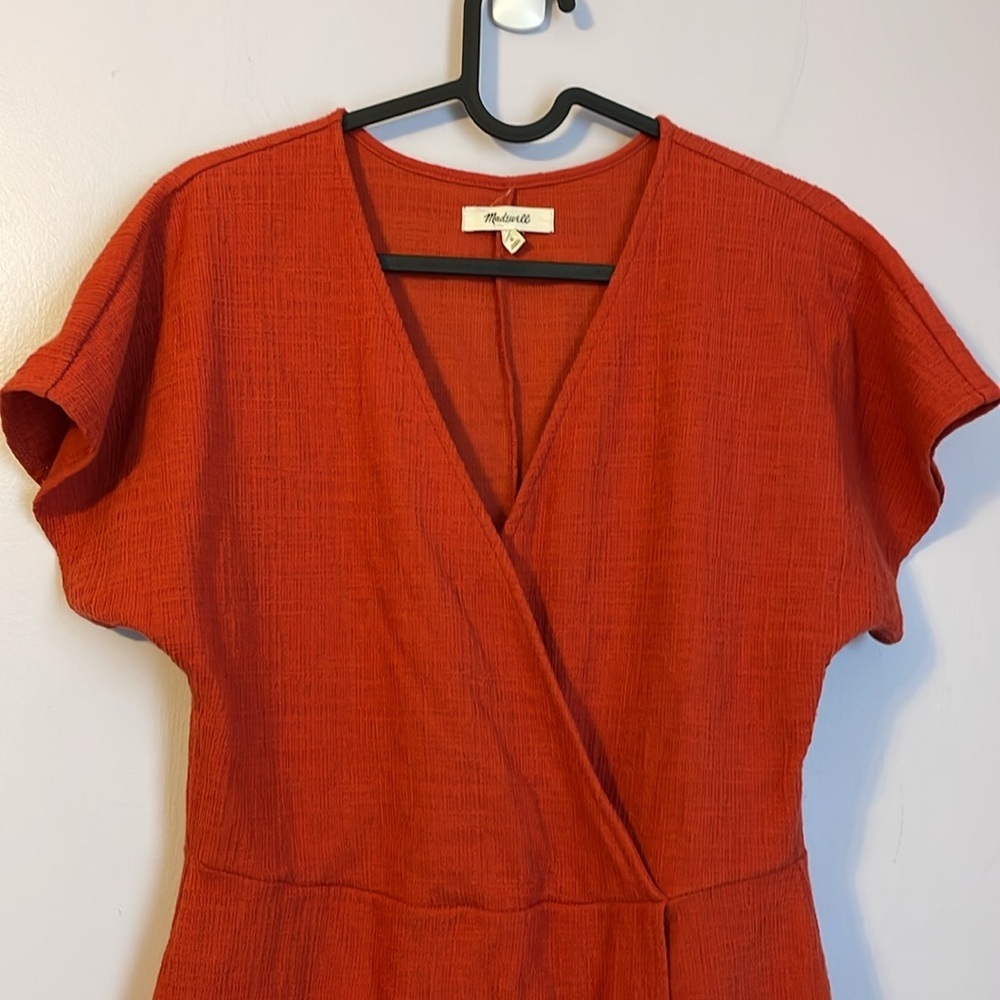 Madewell Cross Front Wrap Flutter Sleeve Mini Dre… - image 3